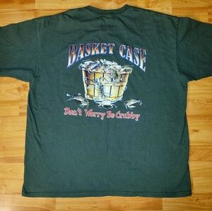 Basket Case Dont Worry Be Crabby Seafood Fisherman Funny Tee  3XL Plus Size